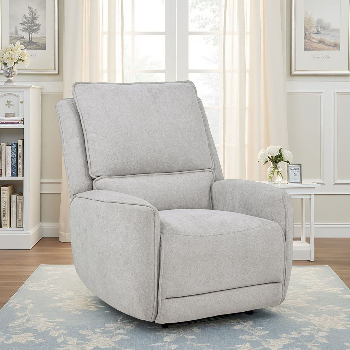 Sylmar Chenille Power Recliner in Dove Grey
