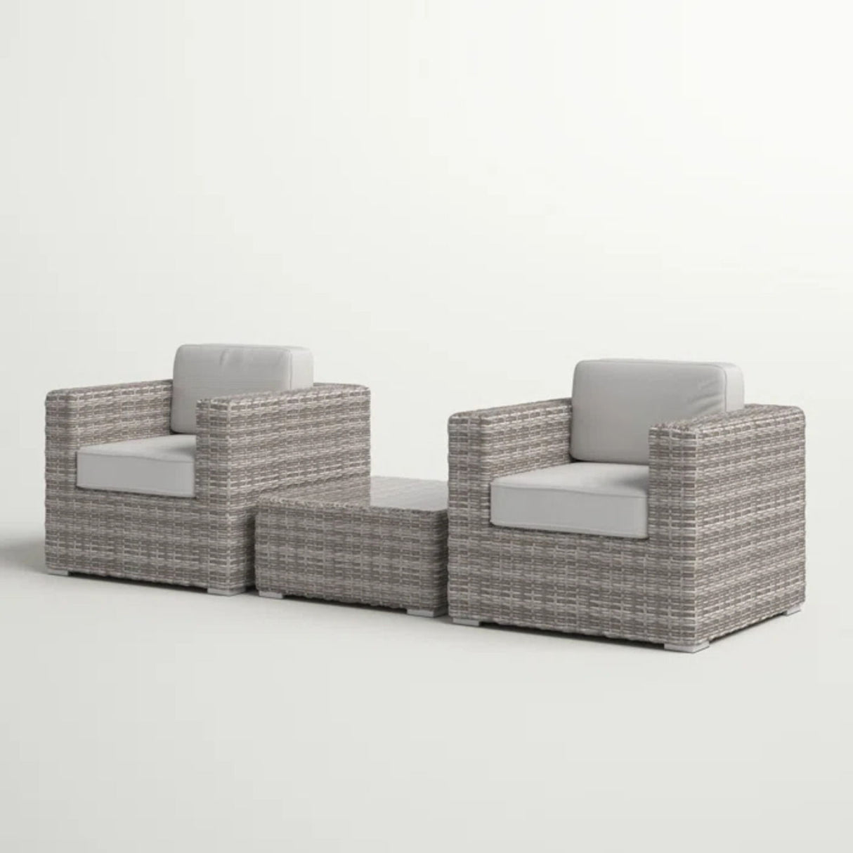 2 Person Seating Set With Cushions - Gray / Gray Mix