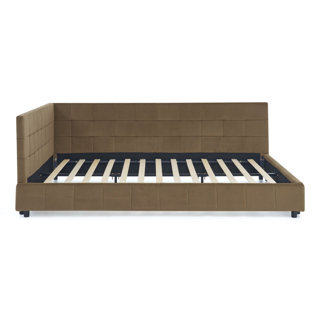 Storage Upholstered Tufted Bed Frame With Backrest And Armrests