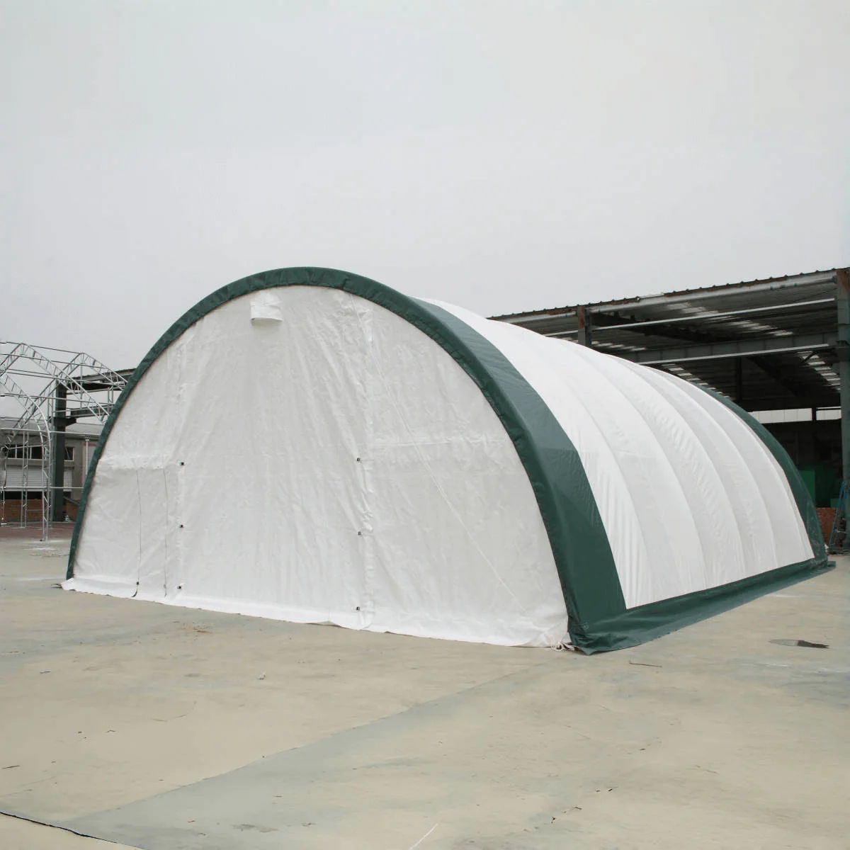 Single Truss Arch Storage Shelter Garden Building Steel Frame White Green