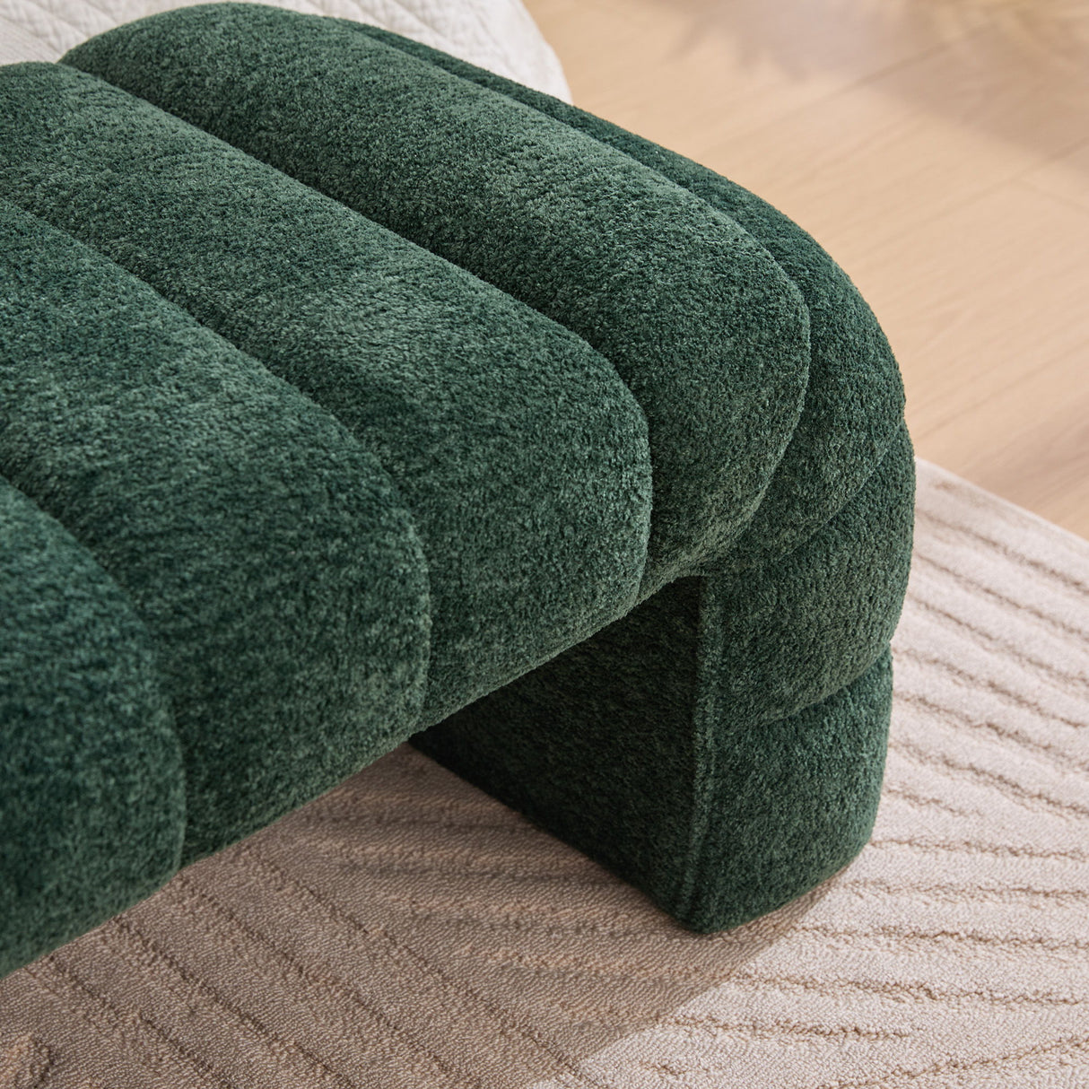 Modern Upholstered Armless Bed Bench With Channel Tufted Design