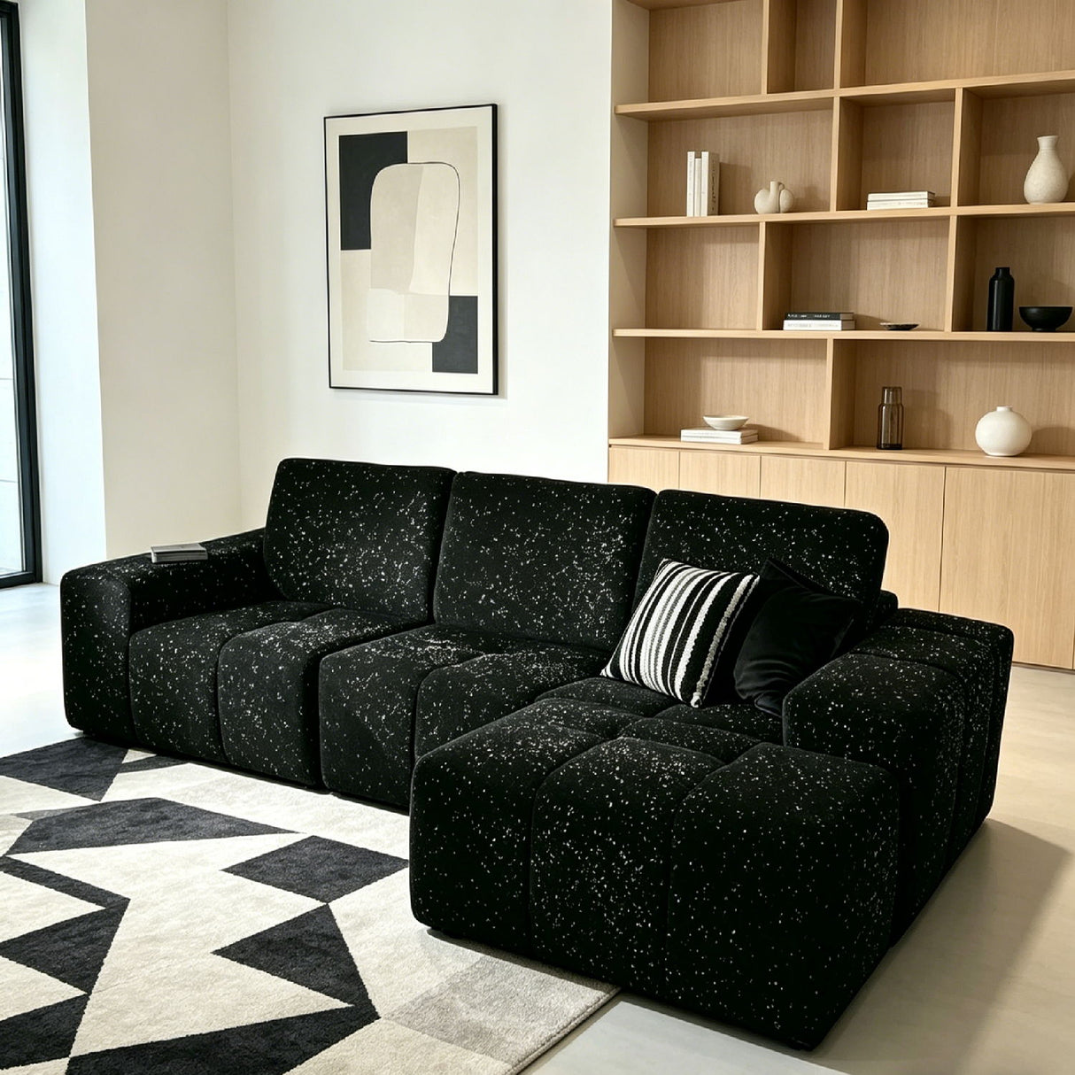 Boneless Modular Sofa For Living Room (Left) - Black