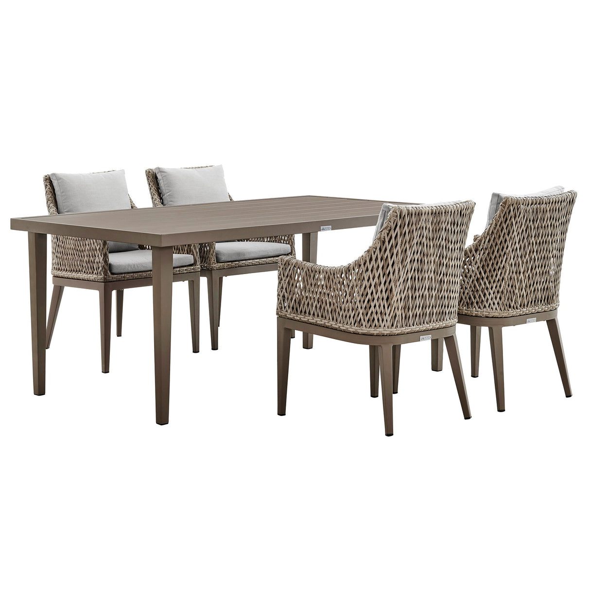 Grenada - 5 Piece Gray Aluminum Outdoor Dining Set With Gray Fabric