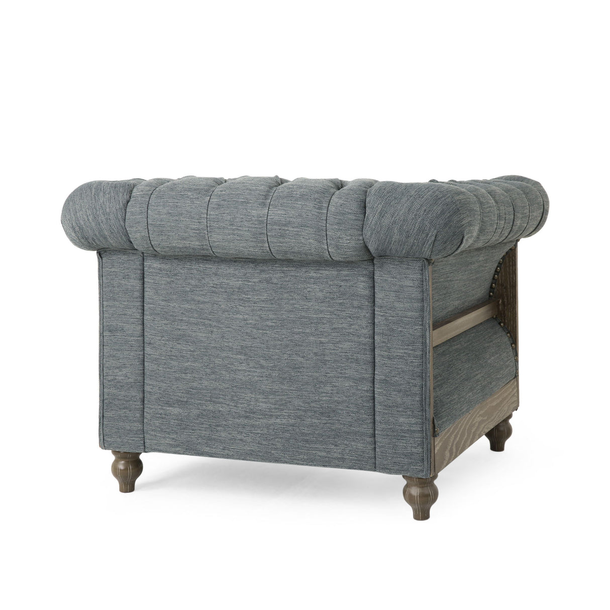 Fabric Upholstered Club Chair With Scrolled Tuxedo Arms - Charcoal