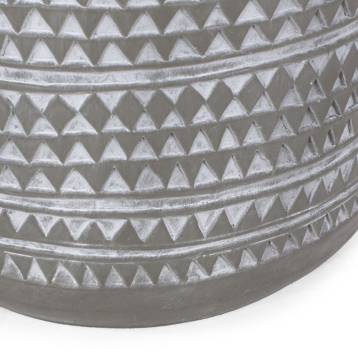 Outdoor Side Table With Cylindrical Shape - Light Gray / White
