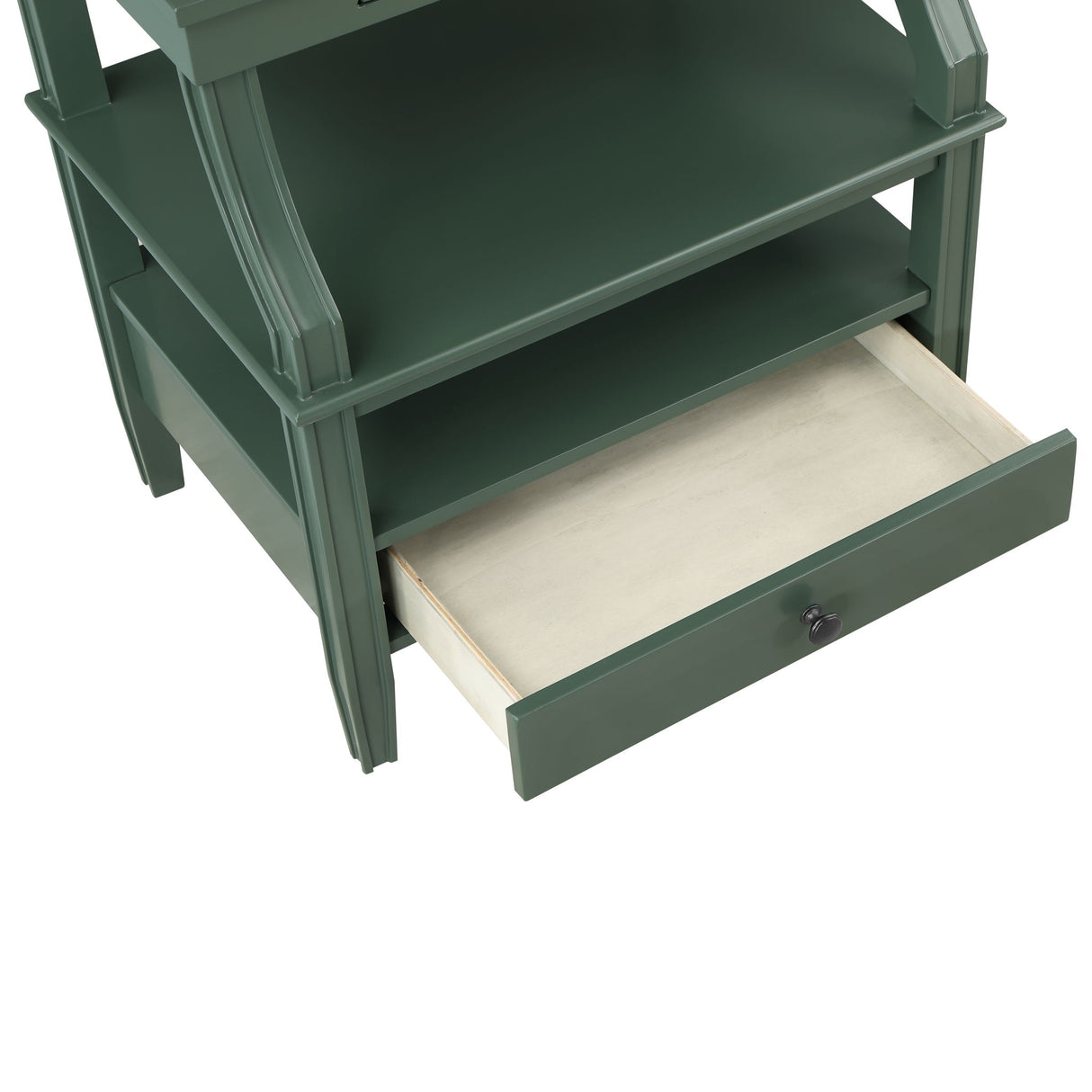 Newland - Storage Nightstand With Drawer And Pull Out Tray - Antique Green