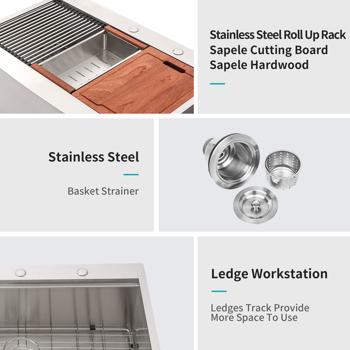 Modern Farmhouse 36" Stainless Steel Drop In Workstation Kitchen Sink With Apron Front - Brushed Nickel