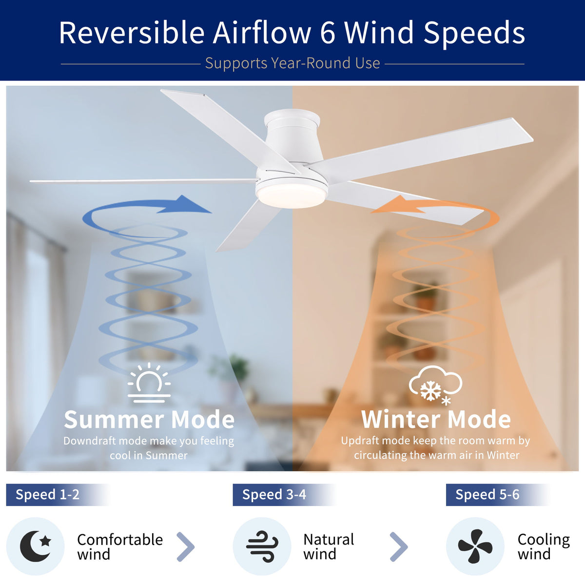 Flush Mount Ceiling Fan With Light