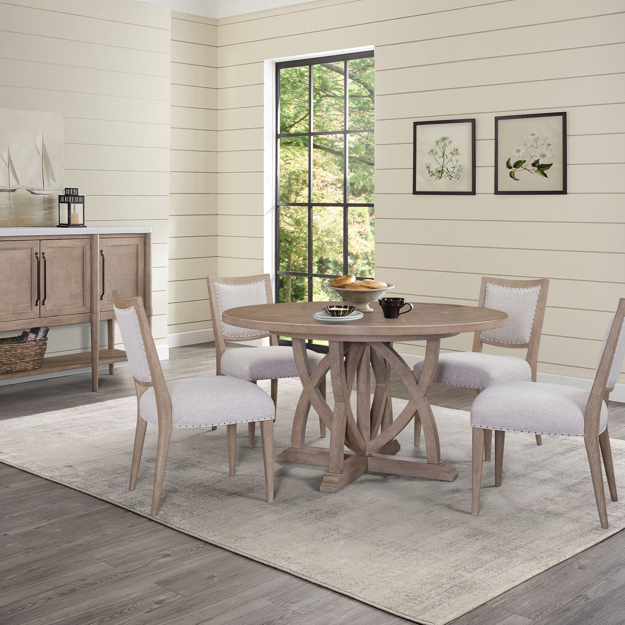 Round Dining Extendable Dining Table - Sand - Dining Tables with Extensions - Alpine Outlets