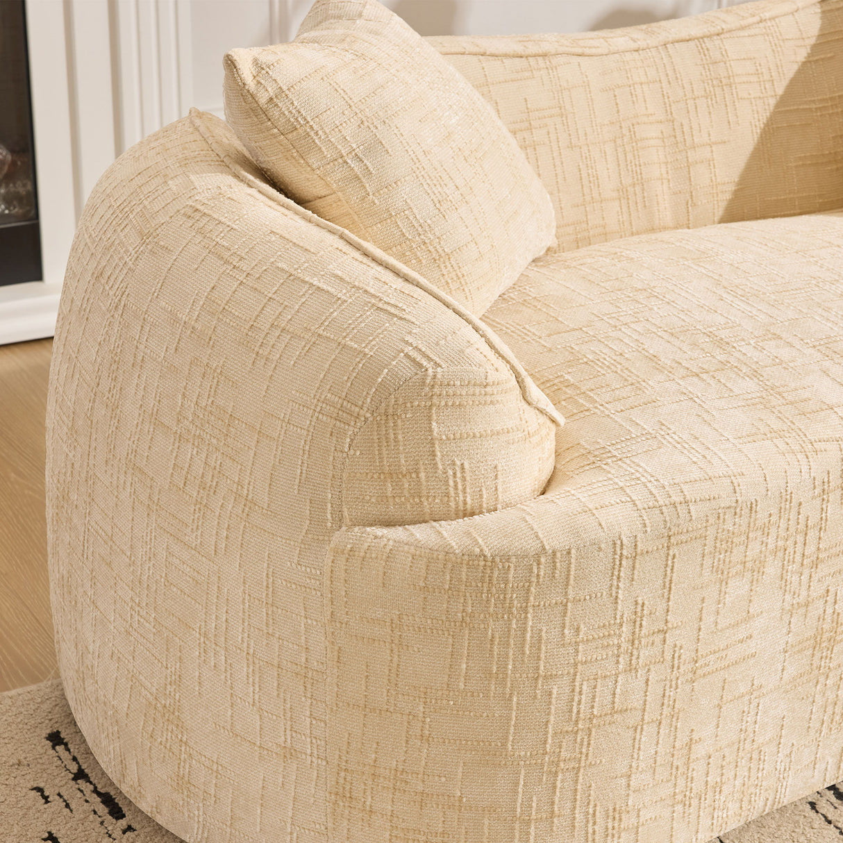Curved 2 Person Compress Sofa With Armrests, Includes Pillows