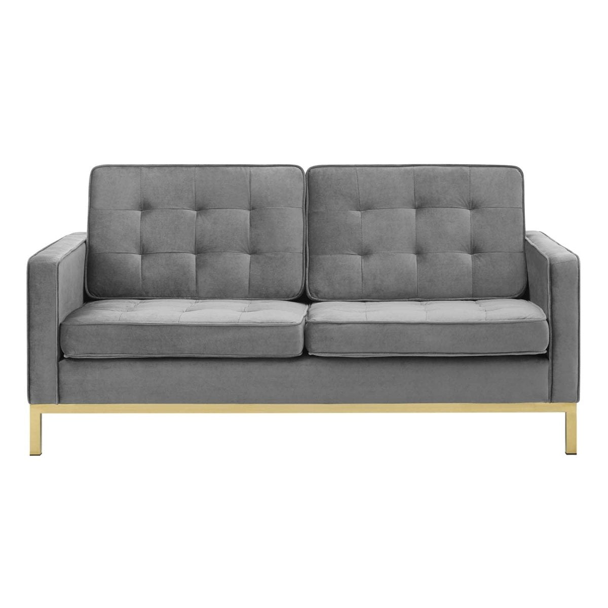 63 Inch Linear Performance Velvet Loveseat with Gold Stainless Steel Legs - Loveseats available at Alpine Outlets in Denver