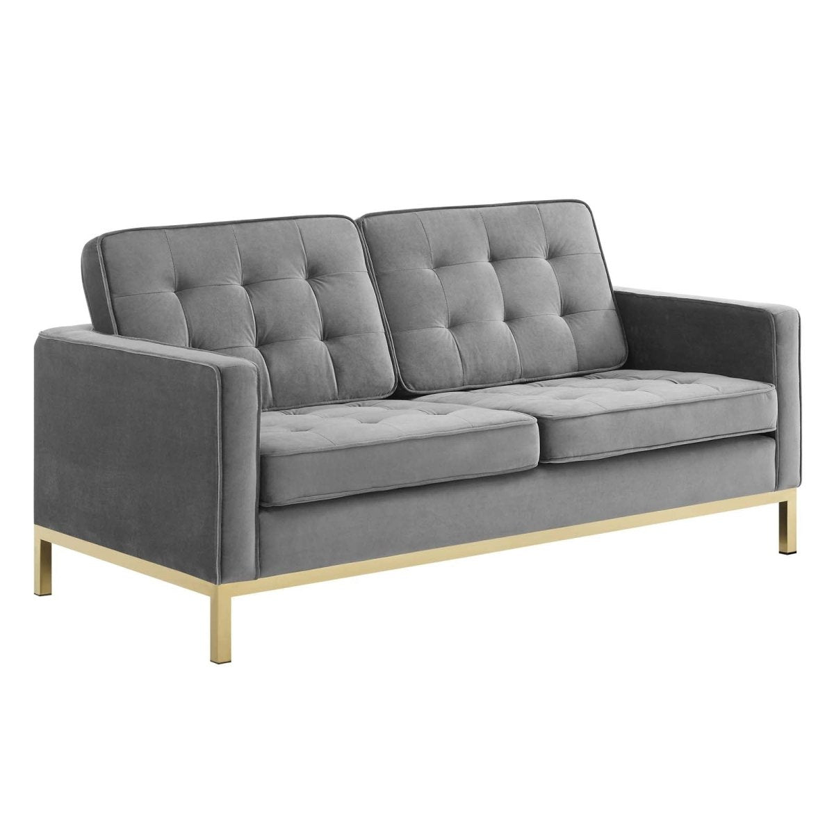 63 Inch Linear Performance Velvet Loveseat with Gold Stainless Steel Legs - Loveseats available at Alpine Outlets in Denver