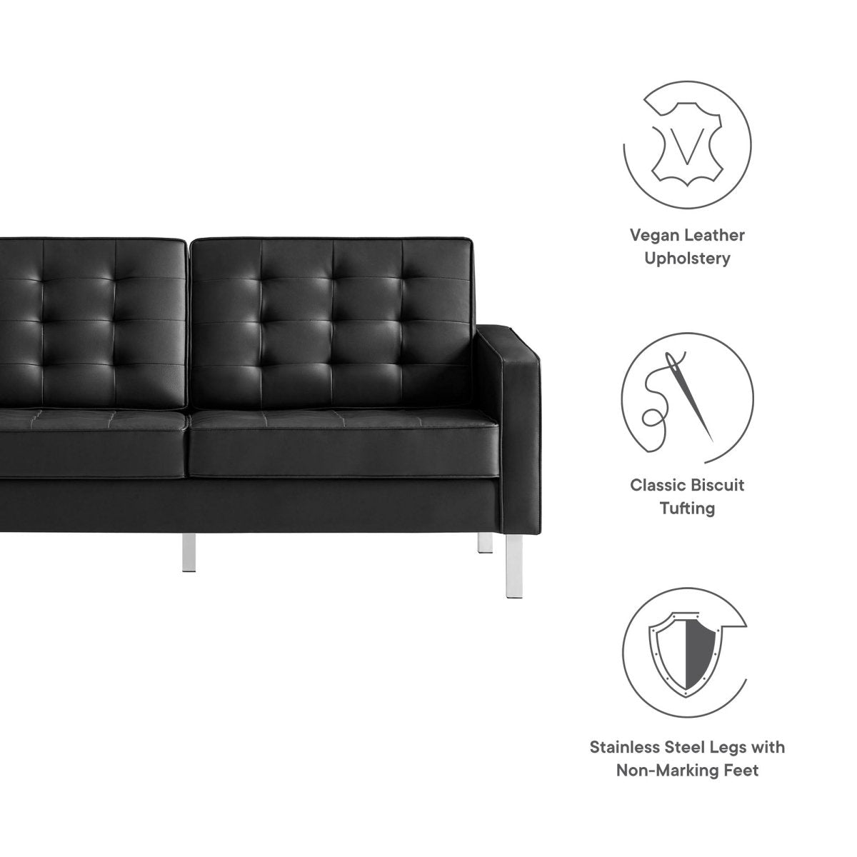 63 - Inch Loft Tufted Vegan Leather Loveseat - Loveseats available at Alpine Outlets in Denver