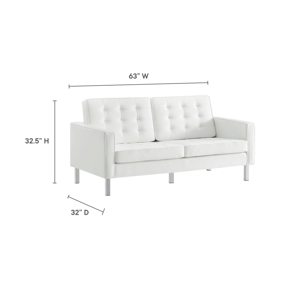 63 - Inch Loft Tufted Vegan Leather Loveseat - Loveseats available at Alpine Outlets in Denver