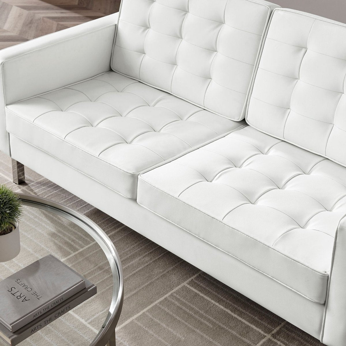 63 - Inch Loft Tufted Vegan Leather Loveseat - Loveseats available at Alpine Outlets in Denver