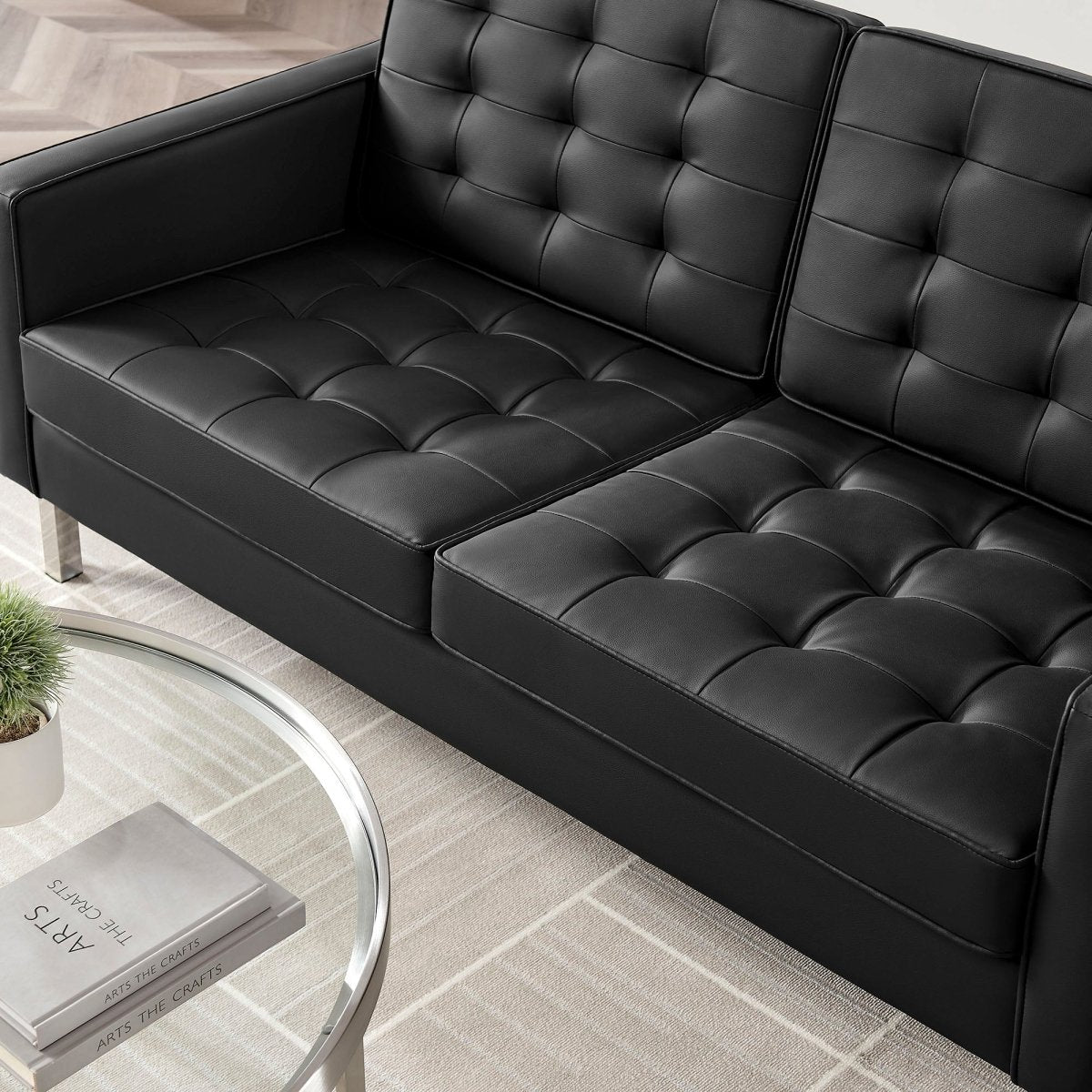 63 - Inch Loft Tufted Vegan Leather Loveseat - Loveseats available at Alpine Outlets in Denver