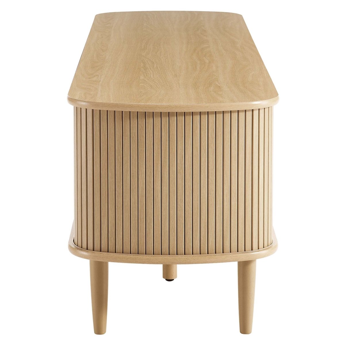 63 Inch Mid - Century Curved Beadboard TV Stand - TV Stands available at Alpine Outlets in Denver