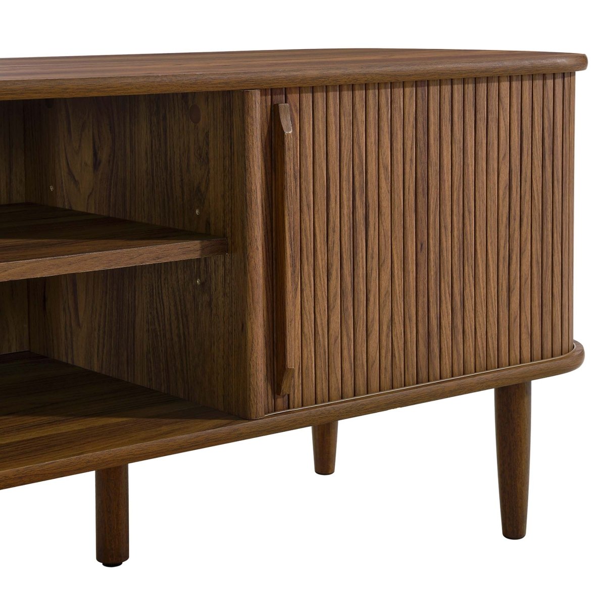 63 Inch Mid - Century Curved Beadboard TV Stand - TV Stands available at Alpine Outlets in Denver