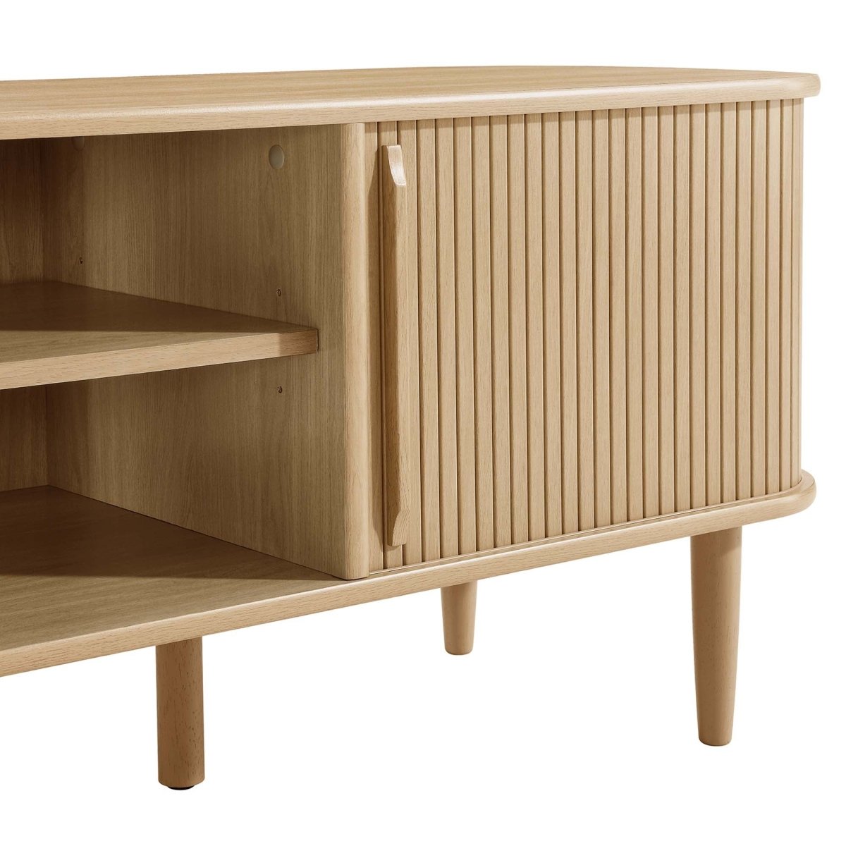 63 Inch Mid - Century Curved Beadboard TV Stand - TV Stands available at Alpine Outlets in Denver