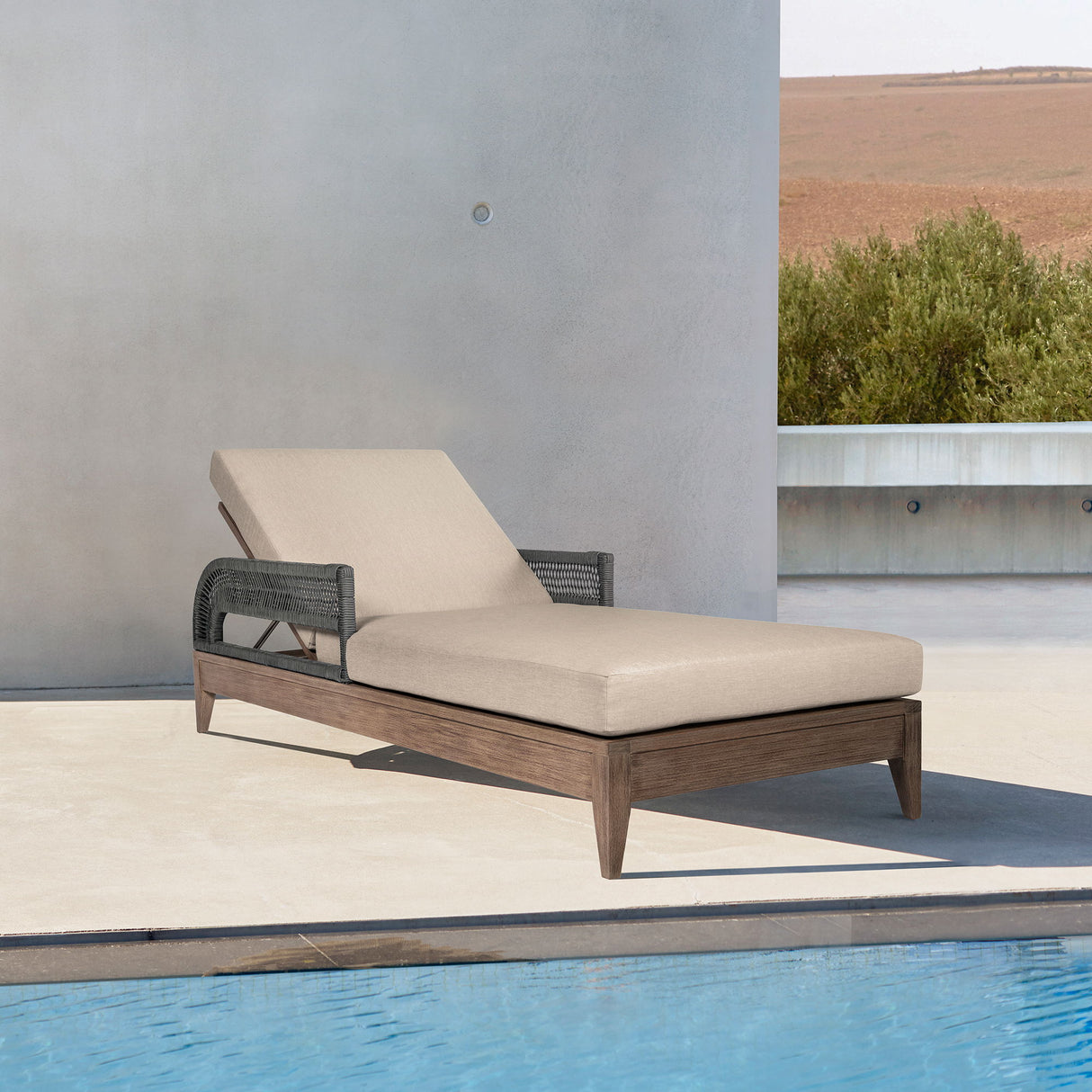 Orbit - Outdoor Patio Chaise Lounge Chair - Weathered Eucalyptus / Taupe