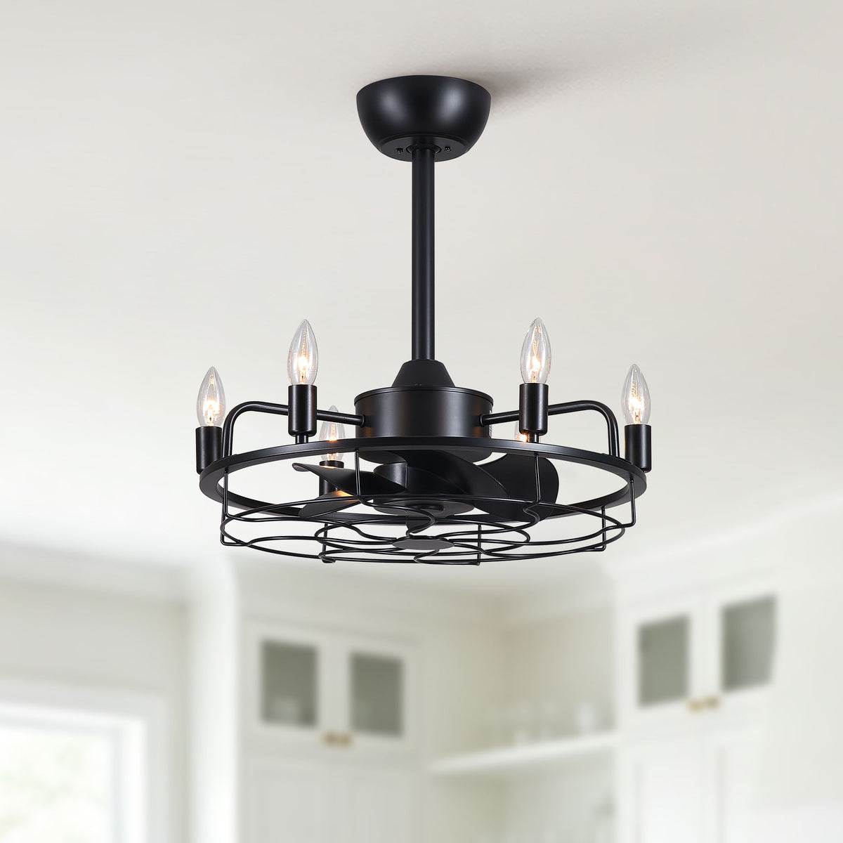 Modern Farmhouse Ceiling Fan, Adjustable Hanging