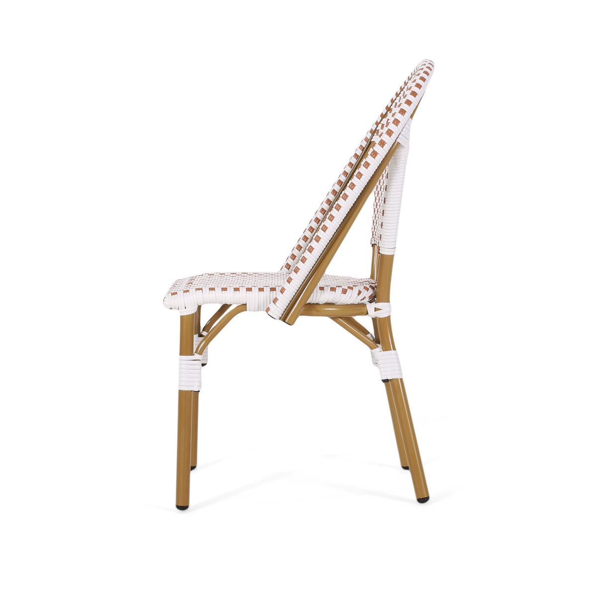 Outdoor Rattan And Aluminum French Bistro Chairs (Set of 2) Bamboo Print - Rust Red / White