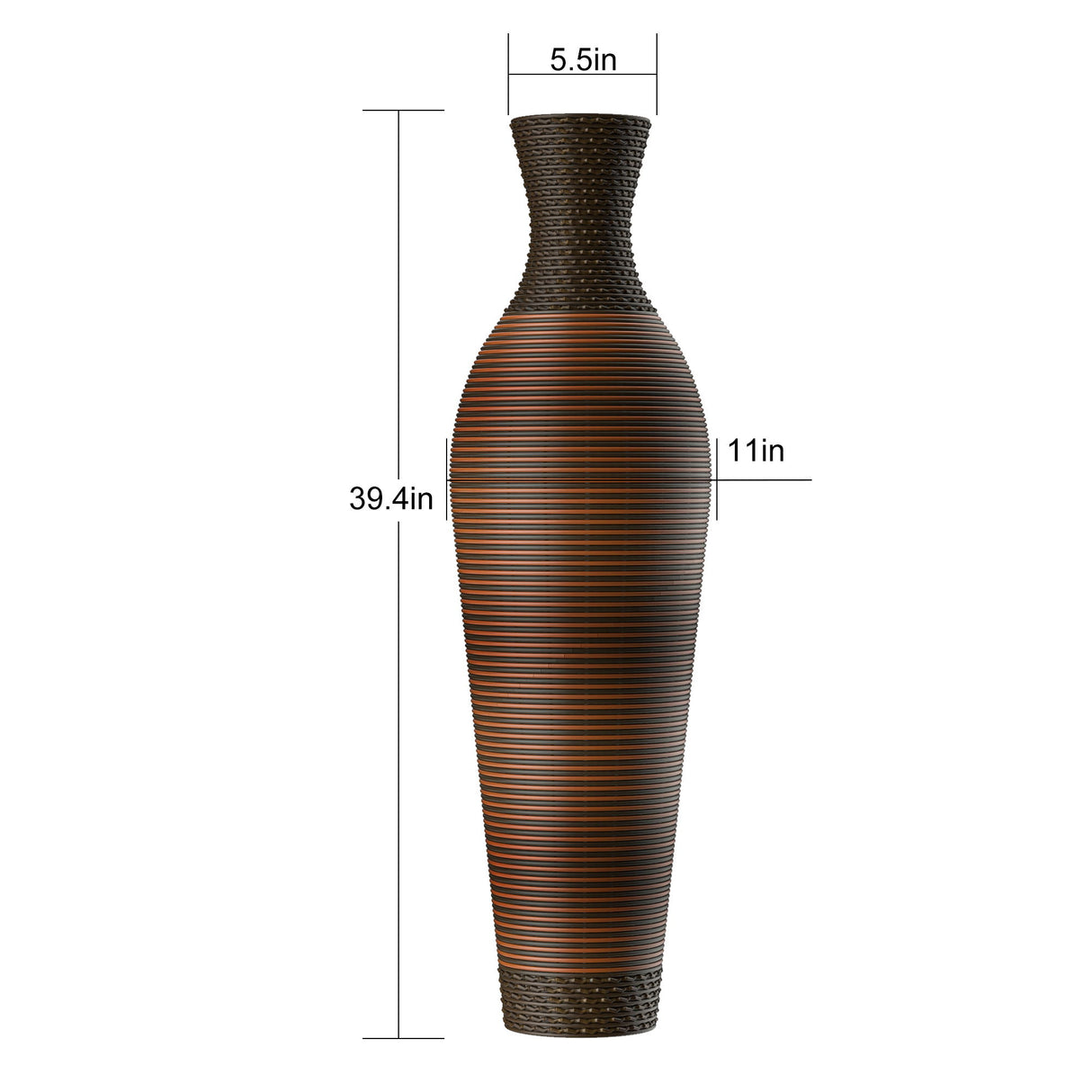 Tall Standing Designer Floor Vases With Elegant 2 Tone Finishes Ideal For Decorating Living Rooms, Bedrooms, Entryways Perfect For Decorating Your Home - Black / Gray