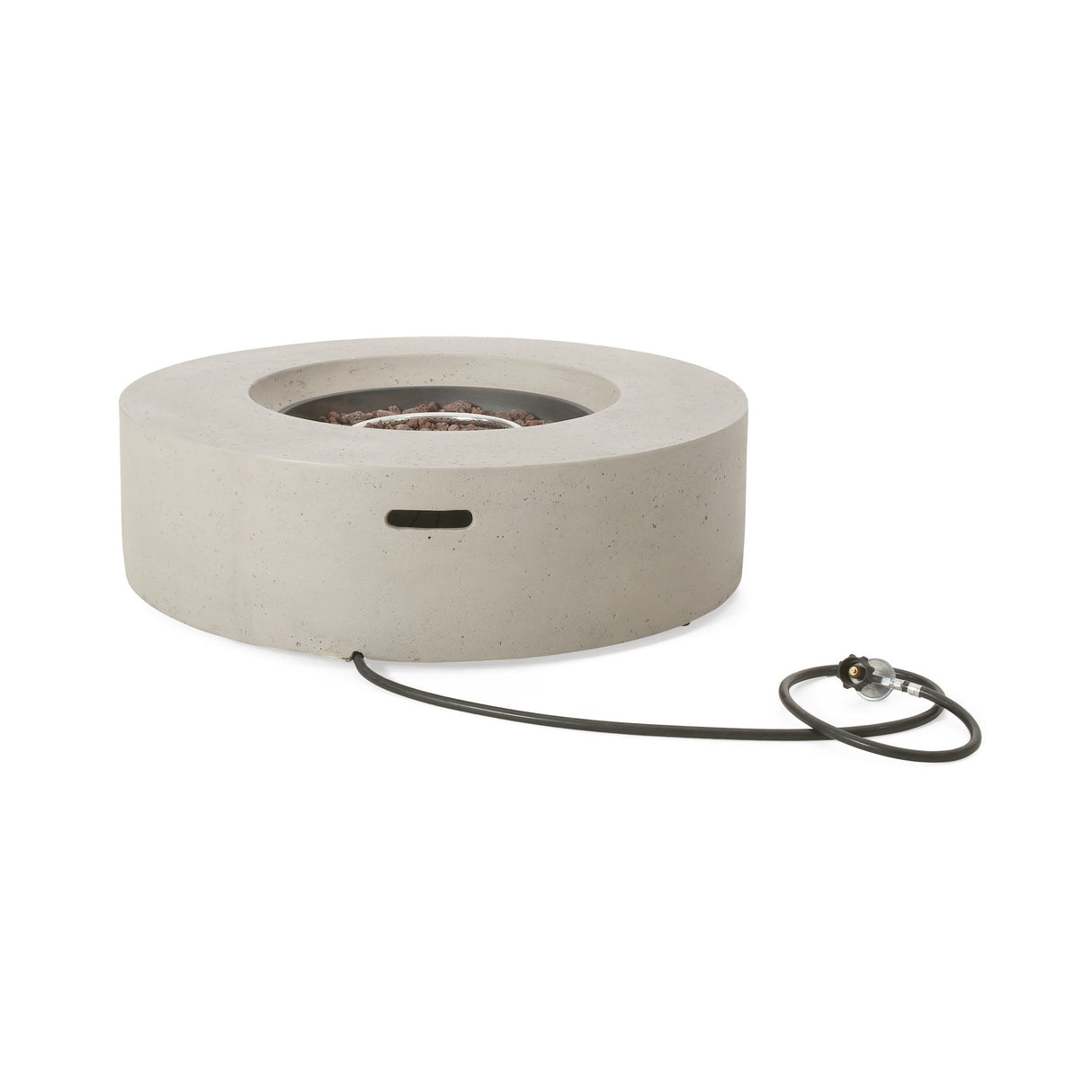 Modern Circular Fire Pit Table Lightweight Concrete 50000 BTU 39x12in