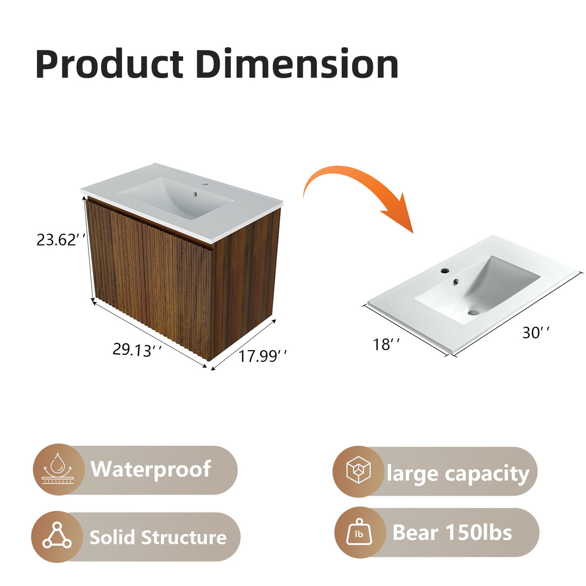 Folding Wall Cabinet With Creamic Sink