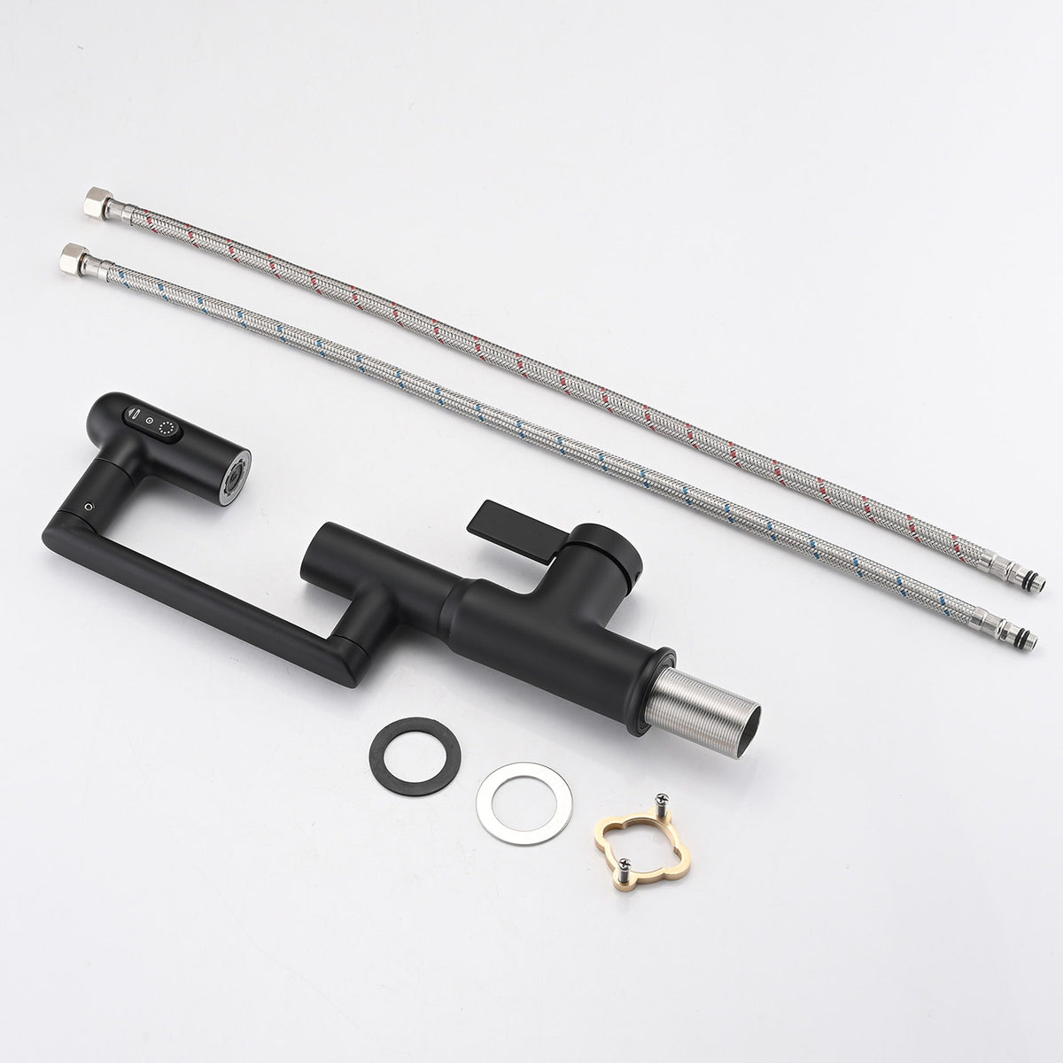 Bathroom Sink Faucet With Spray Function And Temperature Display, Anti Skid Switch, 360 Degree Rotary