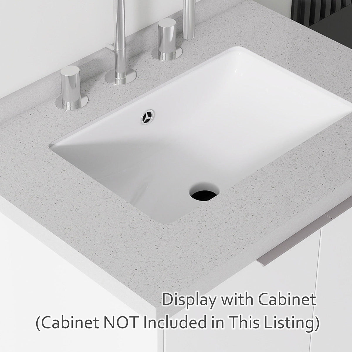 Basin Sink With 2" Thick Rim, Triple Faucet Holes, Sink Only