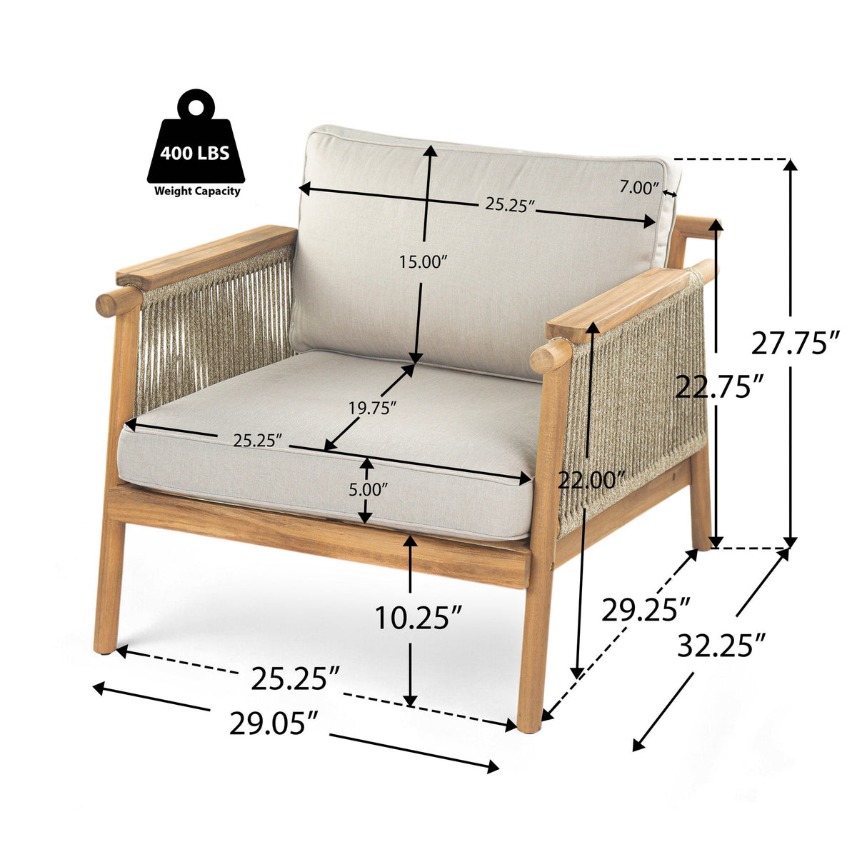 Sumbawa - Outdoor Club Chair - Teak / Beige