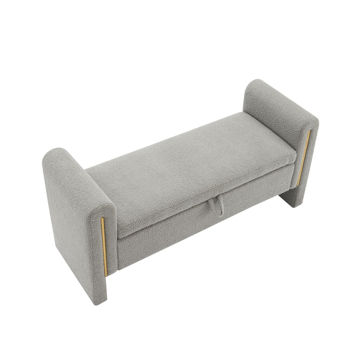Modern Teddy Upholstered Large Bed End Bench With Arms And Storage