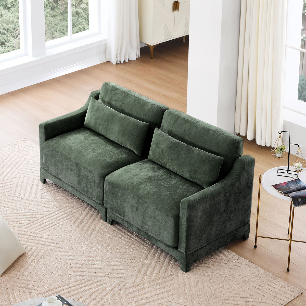 Elegant Sofa With Ergonomic Design And Lumbar Pillows