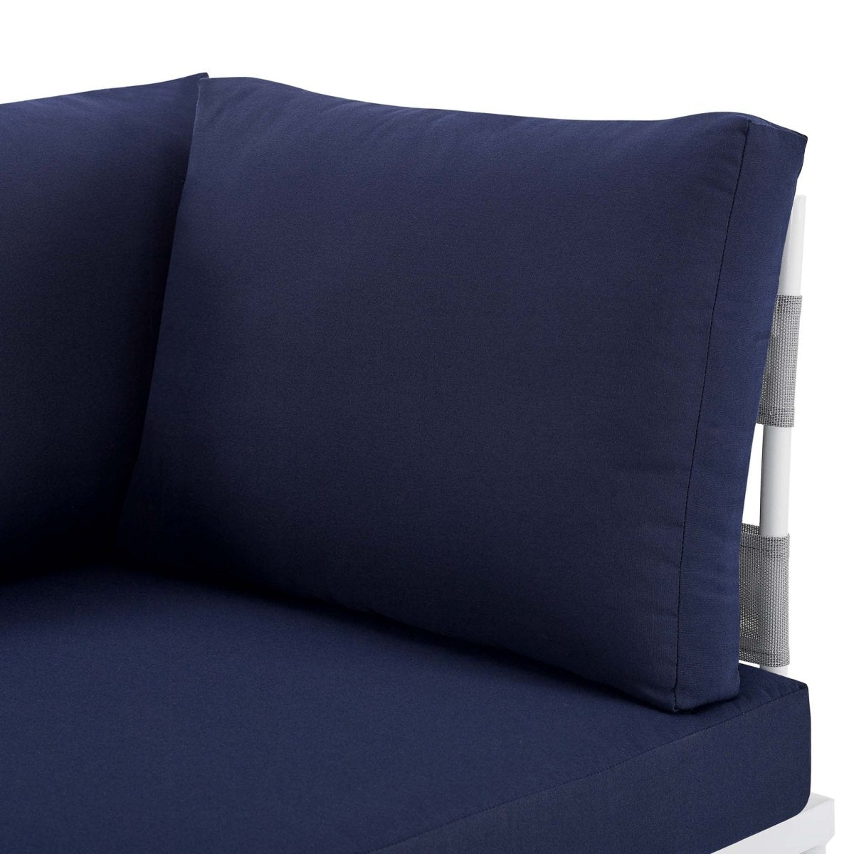 64" Modern Aluminum Outdoor Loveseat with Sunbrella® Cushions – Gray and Navy - Outdoor - Alpine Outlets