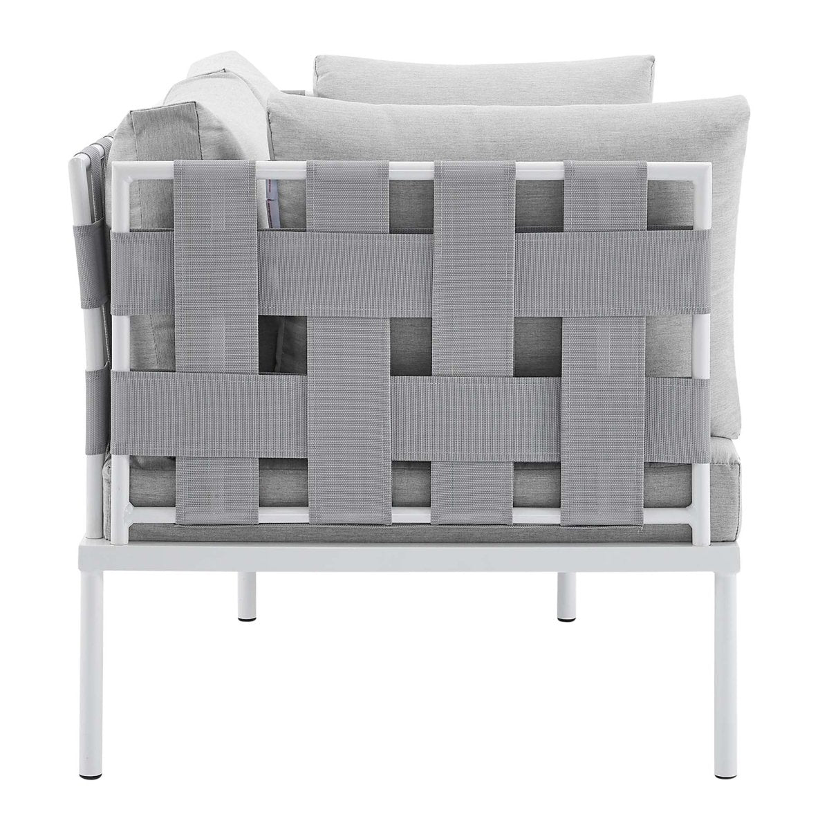 64" Modern Aluminum Outdoor Loveseat with Sunbrella® Cushions – Gray - Outdoor - Alpine Outlets