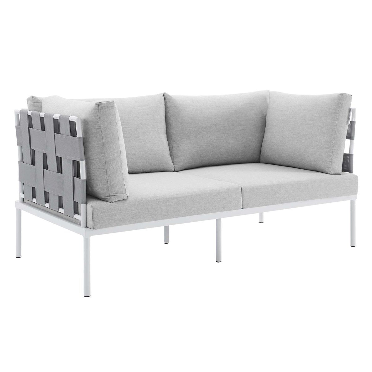 64" Modern Aluminum Outdoor Loveseat with Sunbrella® Cushions – Gray - Outdoor - Alpine Outlets