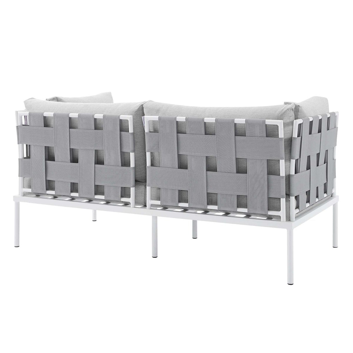 64" Modern Aluminum Outdoor Loveseat with Sunbrella® Cushions – Gray - Outdoor - Alpine Outlets