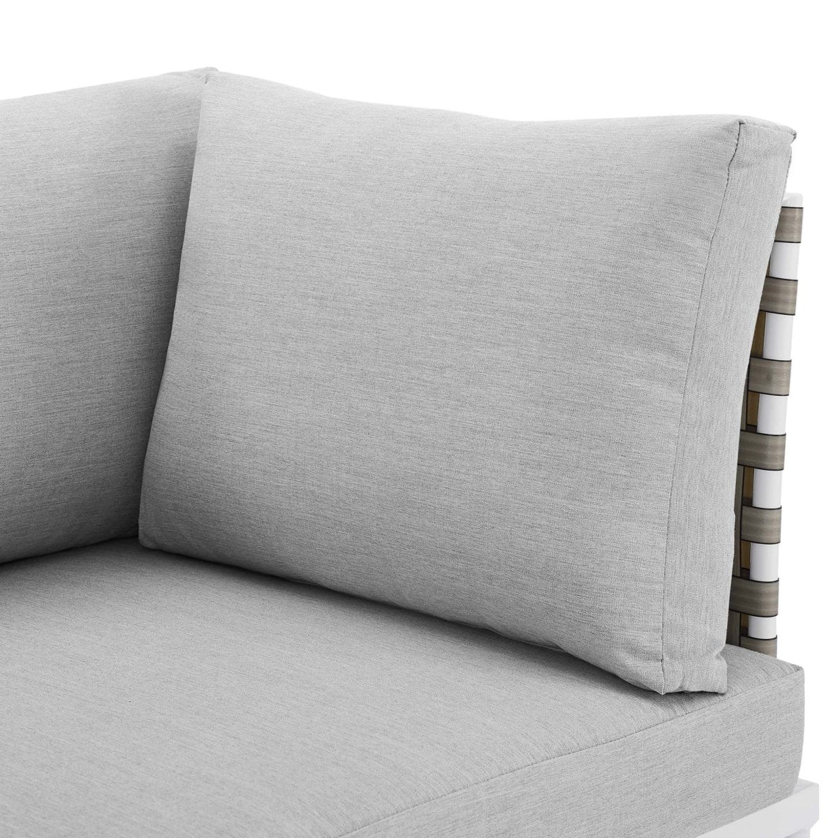 64" Tan Gray Outdoor Patio Loveseat – Aluminum Frame with Sunbrella Fabric - Outdoor - Alpine Outlets