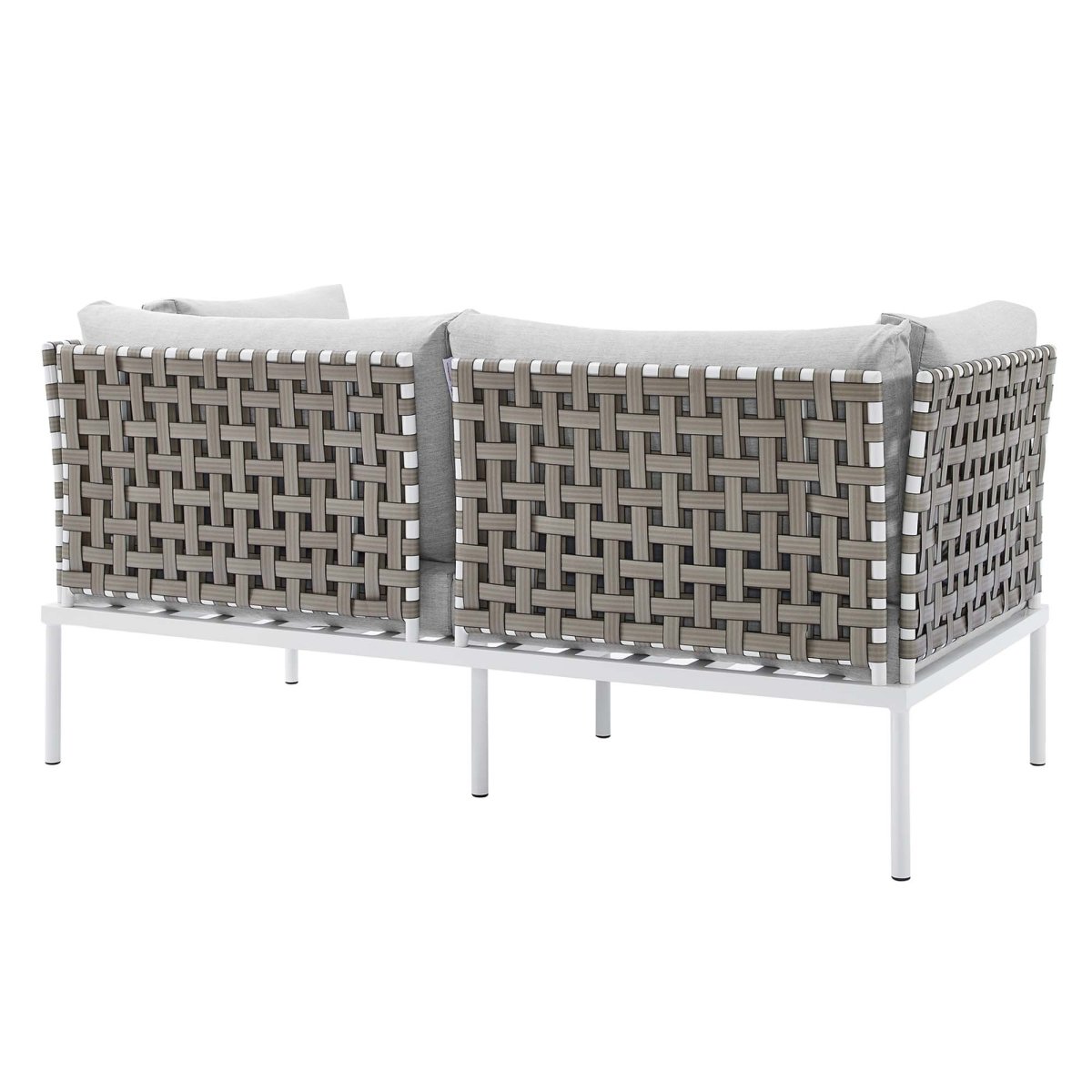 64" Tan Gray Outdoor Patio Loveseat – Aluminum Frame with Sunbrella Fabric - Outdoor - Alpine Outlets