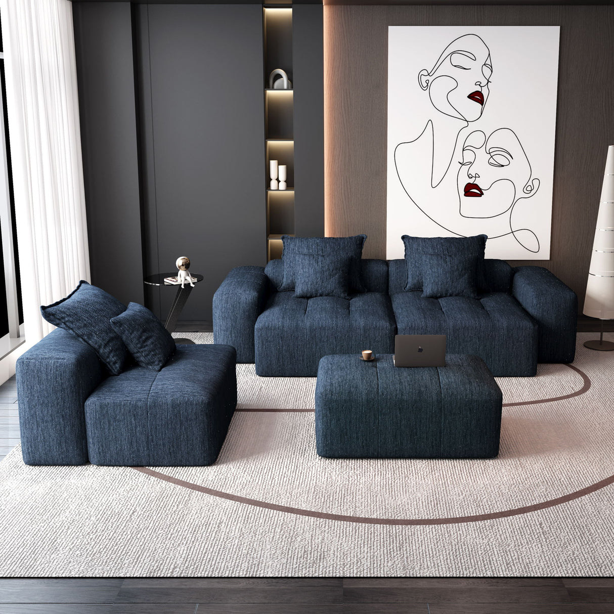 Modern Oversized Diy Combination Modular Sectional Sofa With Pillows
