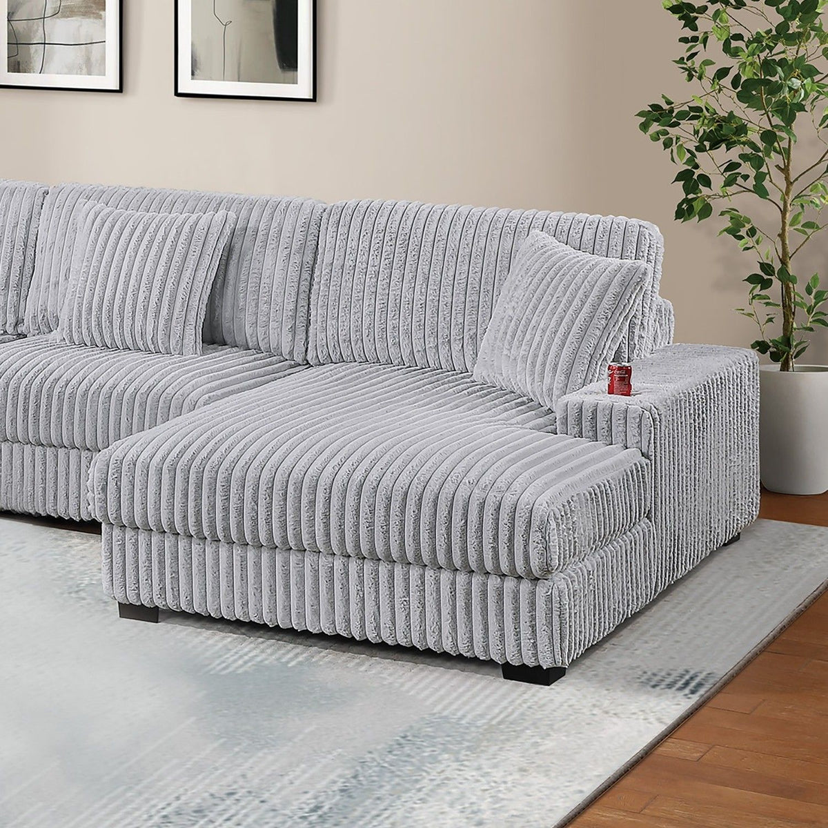Contemporary Style Modular Sectional Sofa Set With USB, Cup Holder