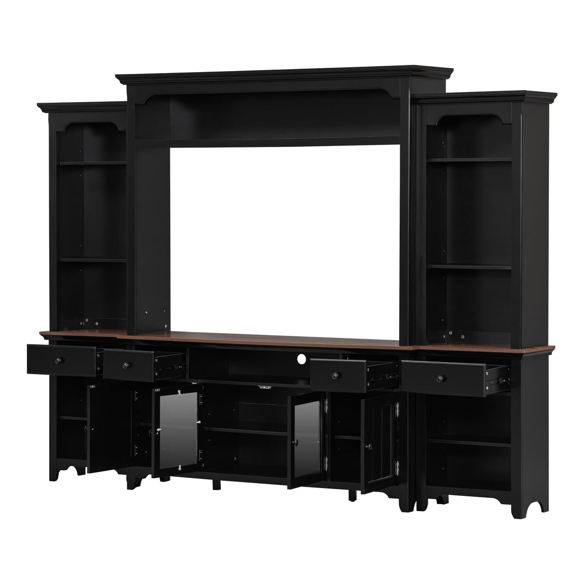 Extra Large TV Stand, Entertainment Center With Storage Cabinets