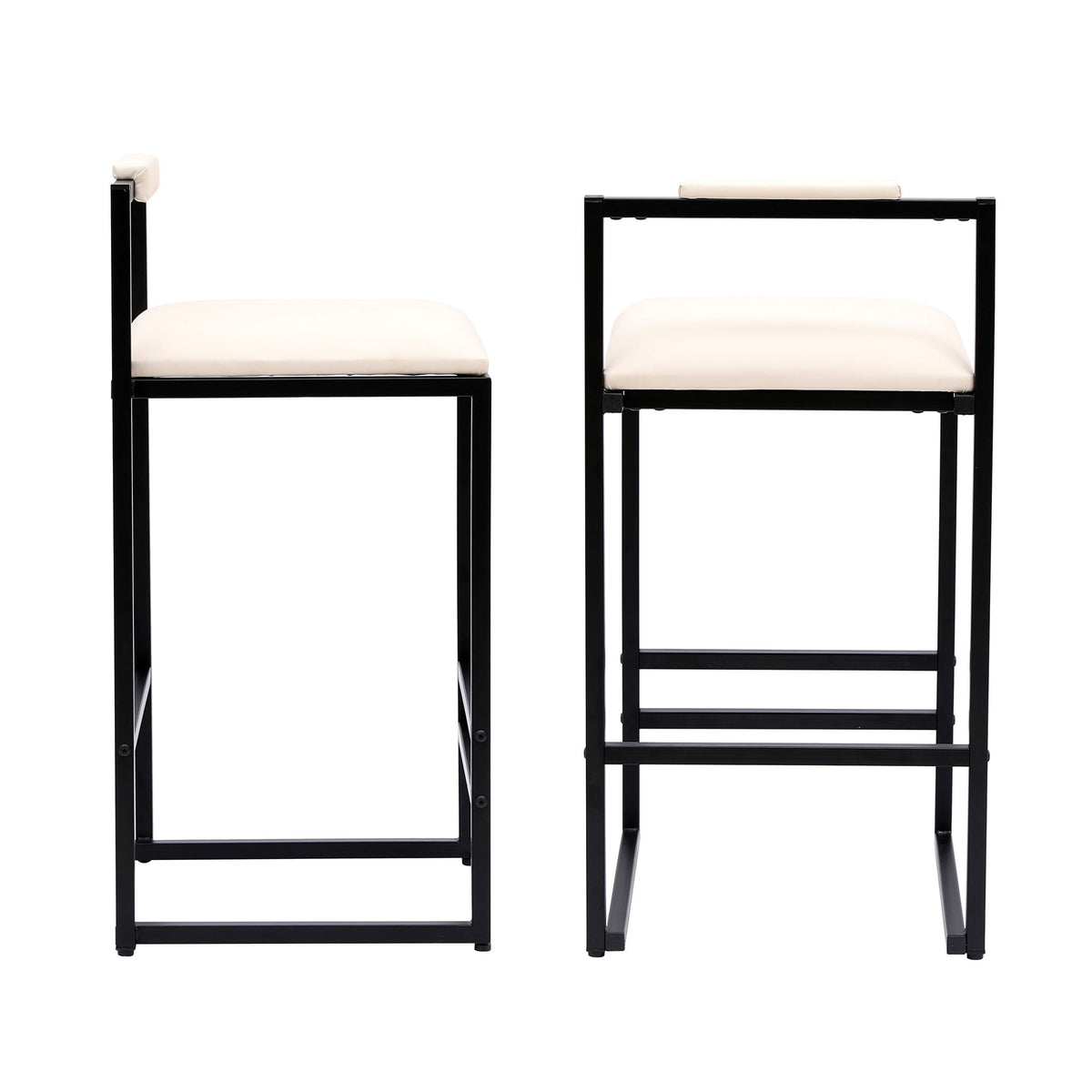 Elegant Bar Stool Set With Backrest And Footrest, Counter Height (Set of 2)