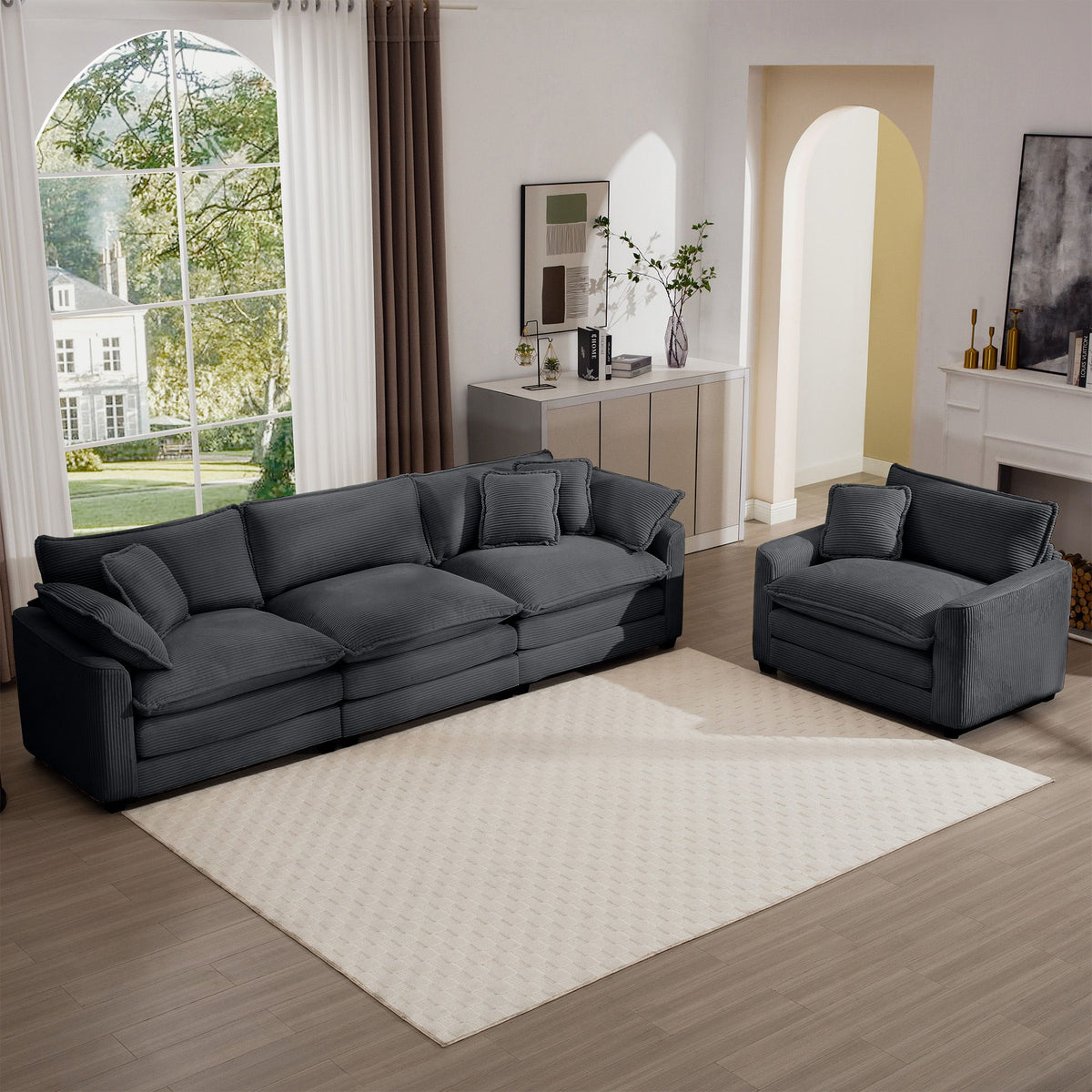 Elegant Oversized Sectional Sofa Set With Deep Seats And Flexible Layout