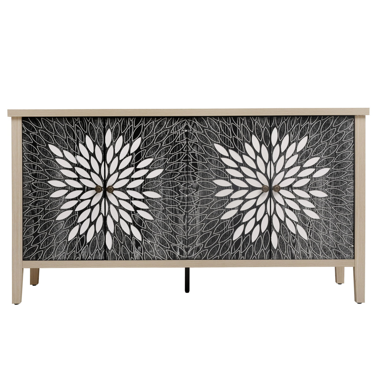 Sideboard Buffet Cabinet Carved 4 Door Storage 58in x 32in