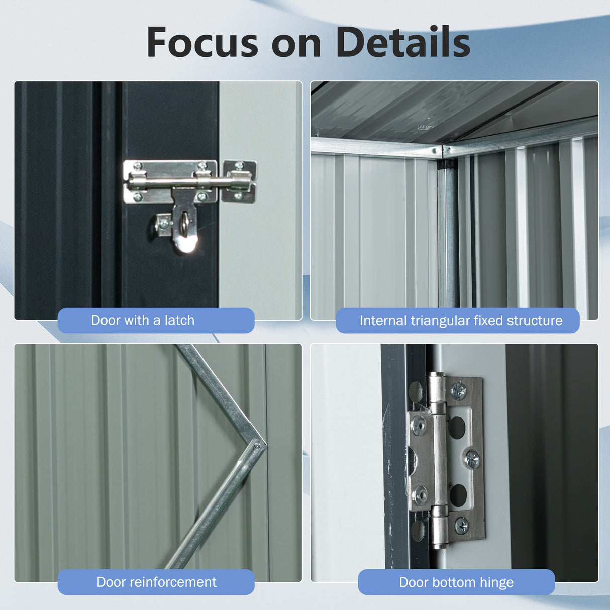 Outdoor Storage Shed Garden Building Transparent Plate Metal 59x71in