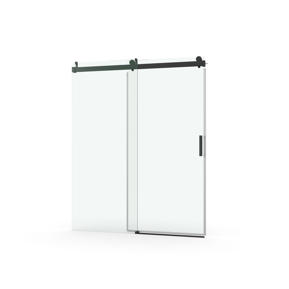 Frameless Soft Closing Shower Door, 1 / 4" (6Mm) Tempered Glass Single Sliding With Explosion Proof Coating - Matte Black