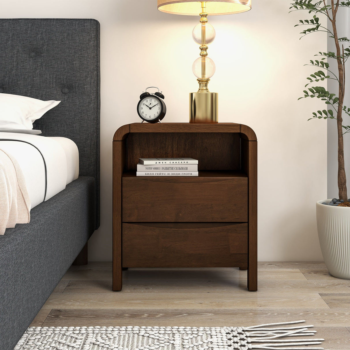 Lionel - Nightstand 2 Drawer - Brown