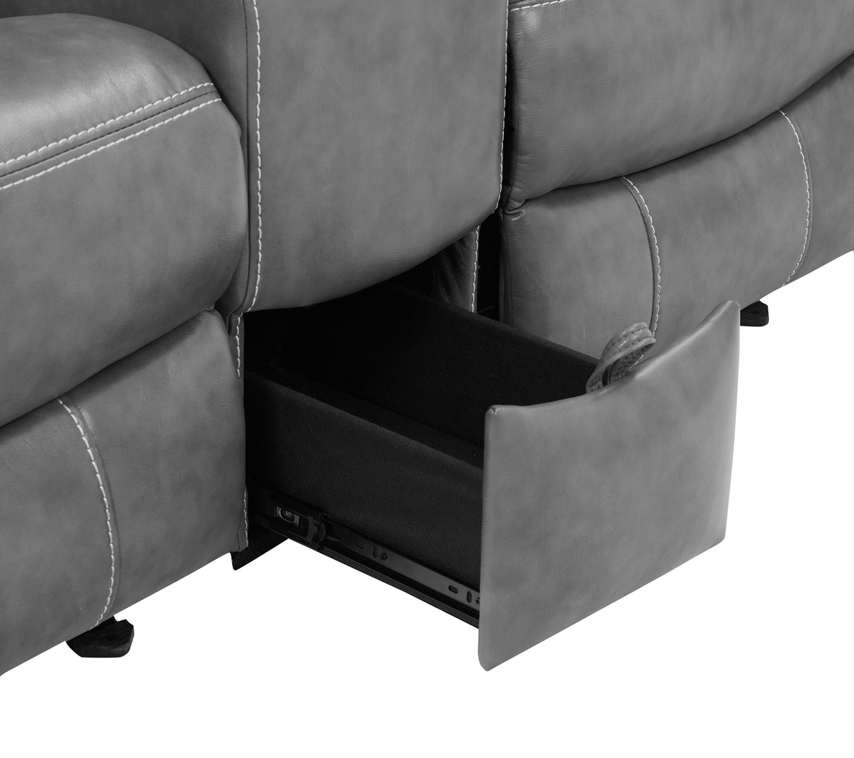 Conrad 2-Piece Grey Faux Leather Motion Sofa Set